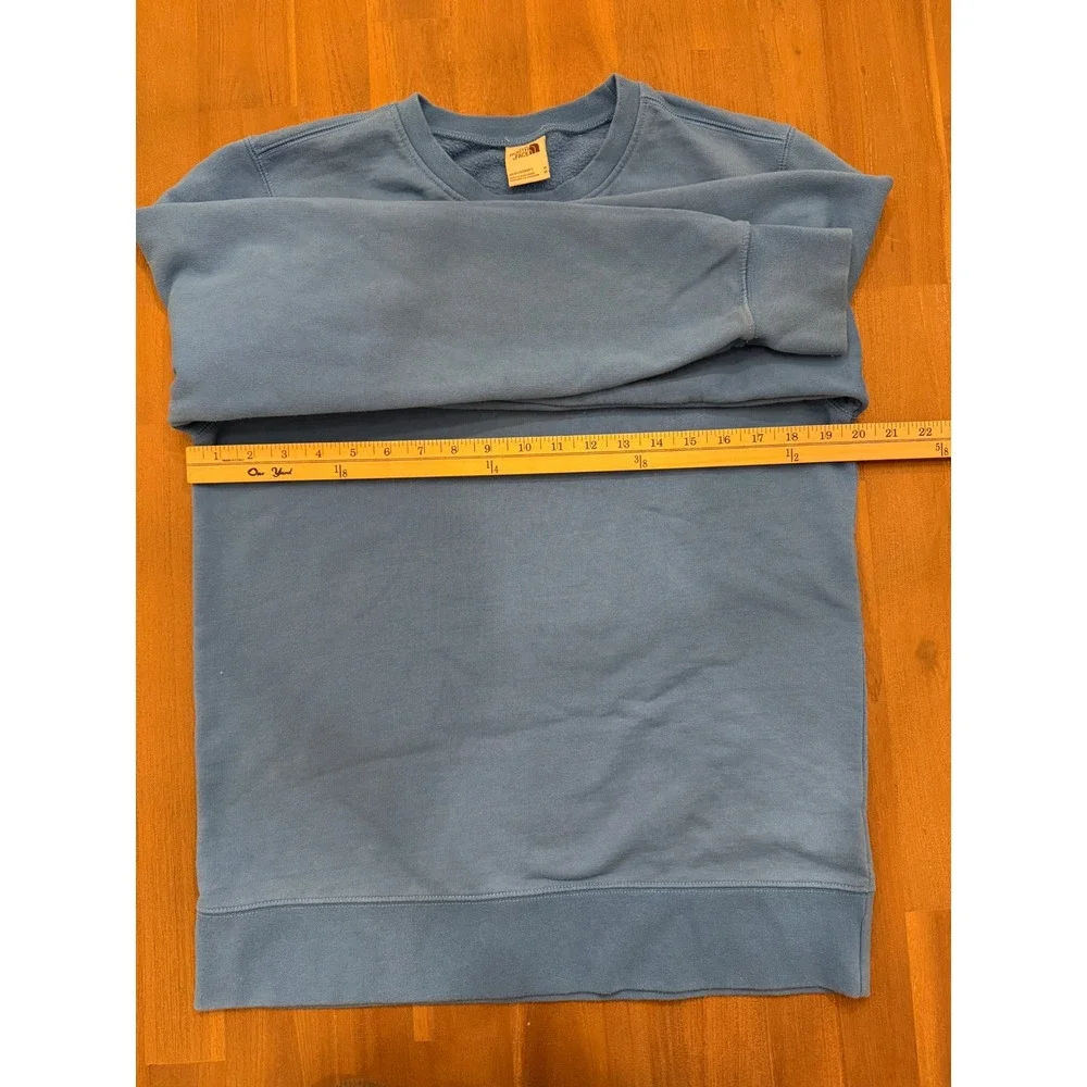The‎ North Face Mens Blue Crewneck Sweatshirt Fleece Pullover Logo Patch Size M